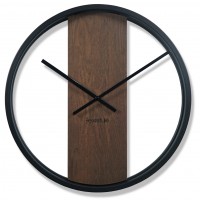 Dubové hodiny Loft Round kovové 50cm, z231 hnedá